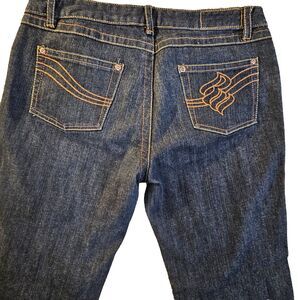 Rocawear Y2K Flare Jeans Dark Wash Button Hem Bootcut Denim Women’s 11/12